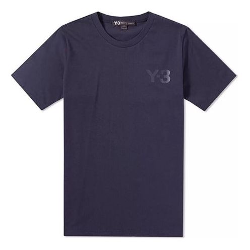 Men's Y-3 Solid Color Logo Printing Round Neck Short Sleeve Blue CY6939