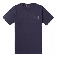 Men's Y-3 Solid Color Logo Printing Round Neck Short Sleeve Blue CY6939