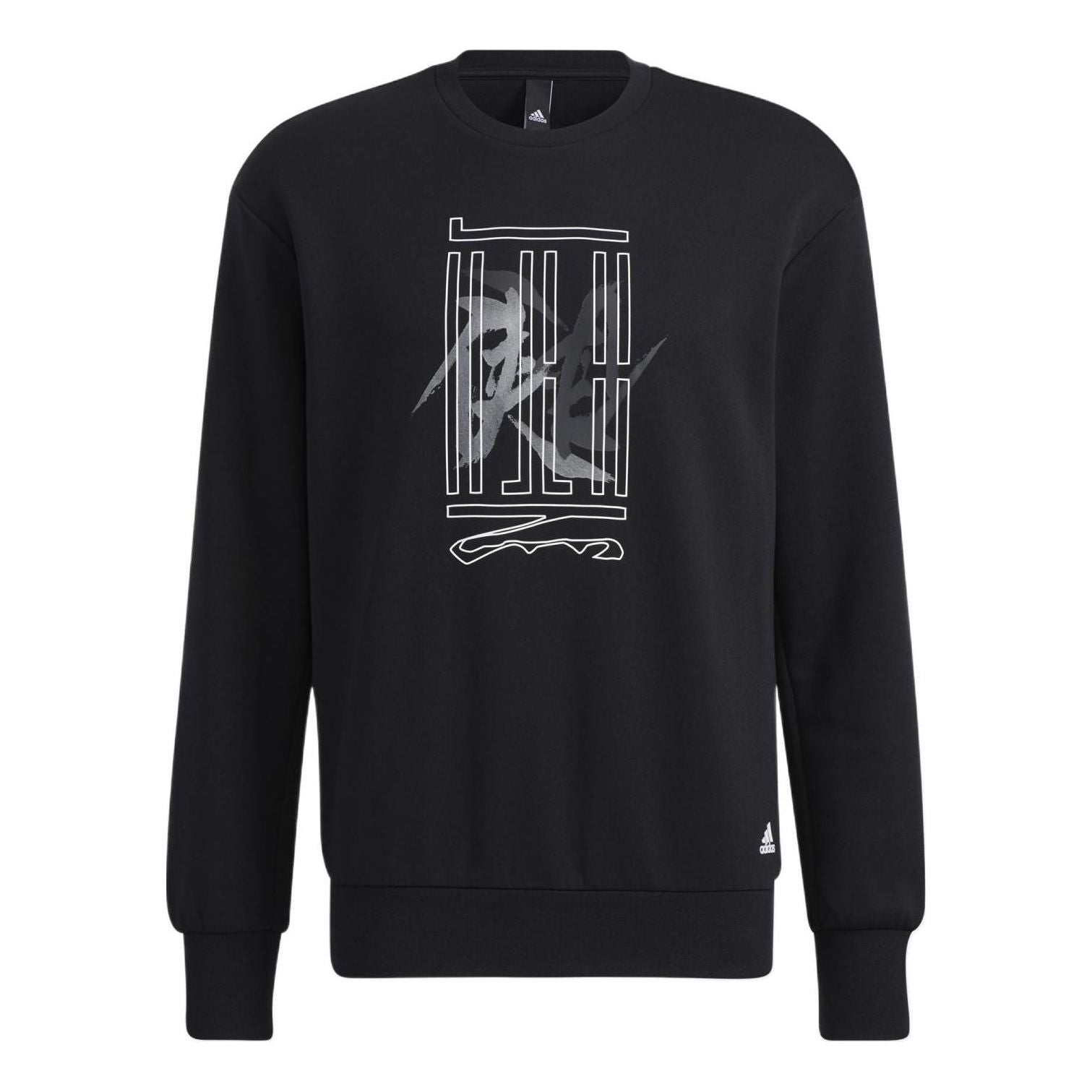 Men's adidas Wj Swt Logo Martial Arts Series Word Printing Sports Round Neck Pullover Black HE5156