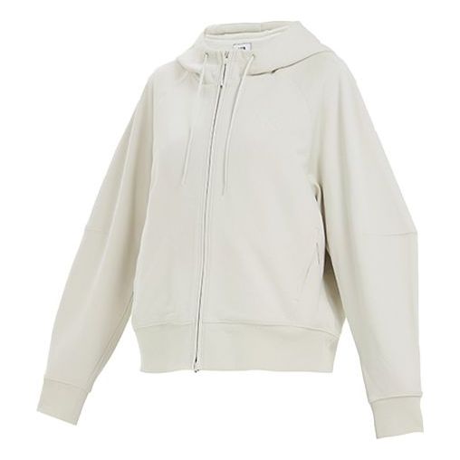 (WMNS) Y-3 Logo Pattern Casual Hooded Zipper White Hoodie GK4417