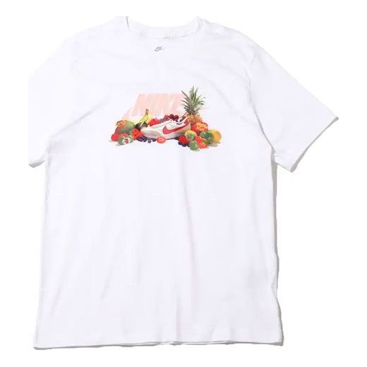 Men's Nike Fruit Printing Round Neck Short Sleeve White T-Shirt DQ1052-100