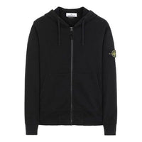 Men's STONE ISLAND Sleeve Logo Zipper Classic hooded Cardigan Black 731564220-V0029