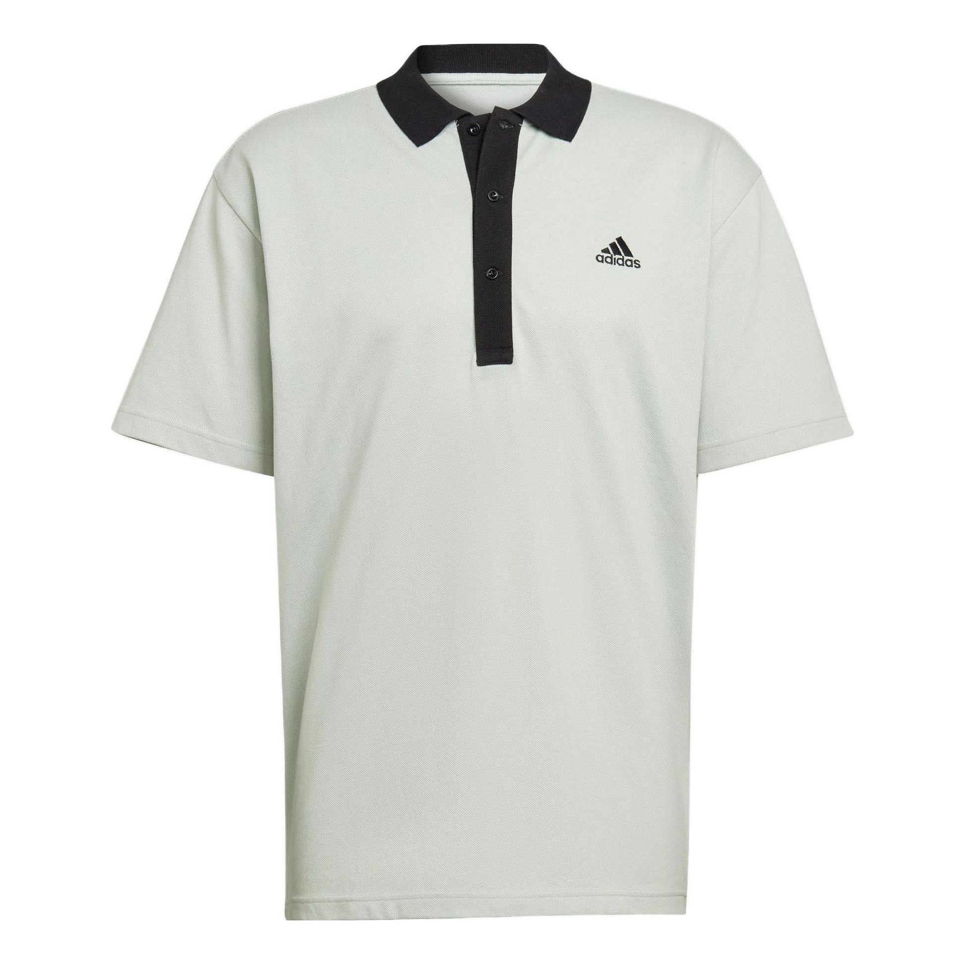 Men's adidas Solid Color Logo Printing Short Sleeve Green Polo Shirt HZ4173