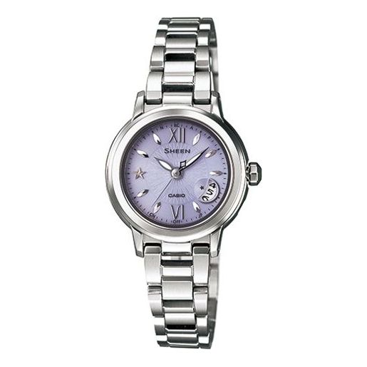 CASIO Waterproof SHEEN Sapphire Crystal Solar Powered Stainless Steel Strap Purple Analog SHW-1500D-6ADR