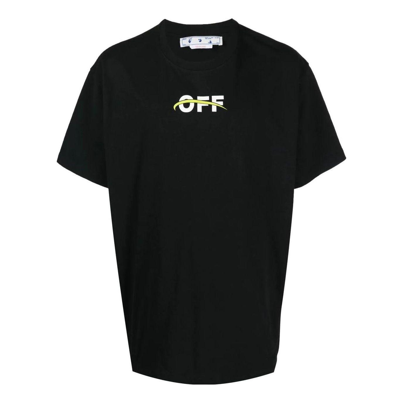 Men's Off-White FW22 Alphabet Logo Pattern Printing Round Neck Short Sleeve Loose Fit Black T-Shirt OMAA038F22JER0071001