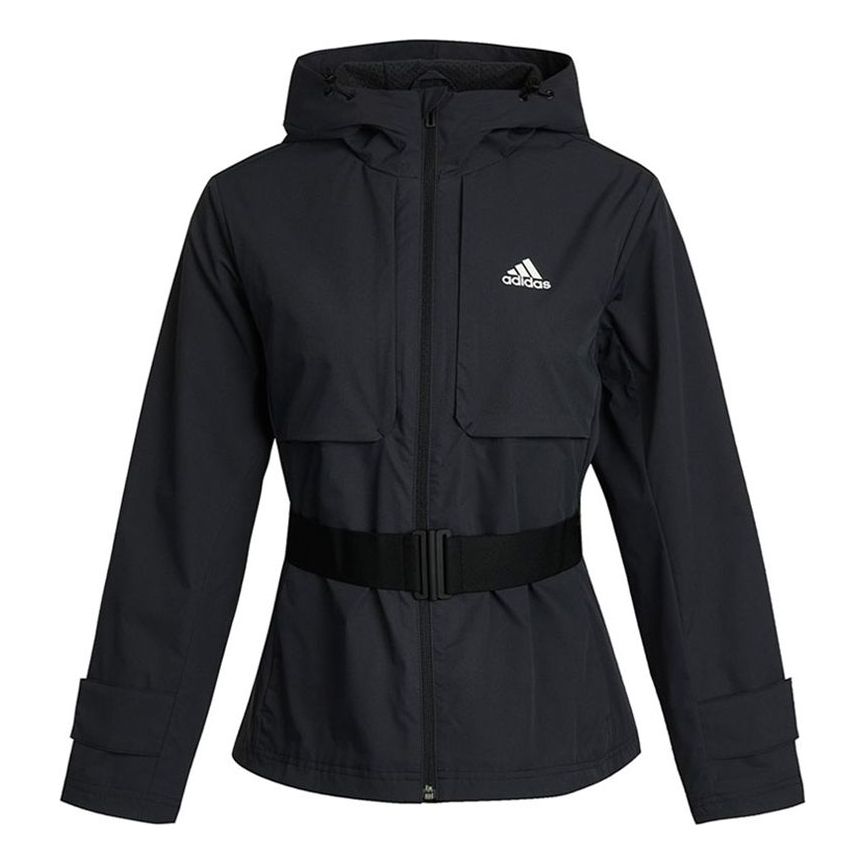 (WMNS) adidas Tech Jkt Band Wide Sports Hooded Jacket Black GP0640