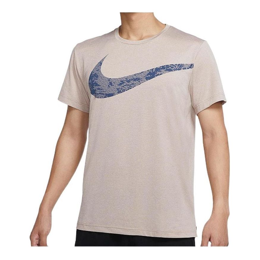 Men's Nike Casual Sports Large Logo Round Neck Training Short Sleeve Gray T-Shirt CZ1355-283