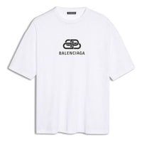 Men's Balenciaga White with BB logo Classic logo Printing Short Sleeve 570803TEV489044
