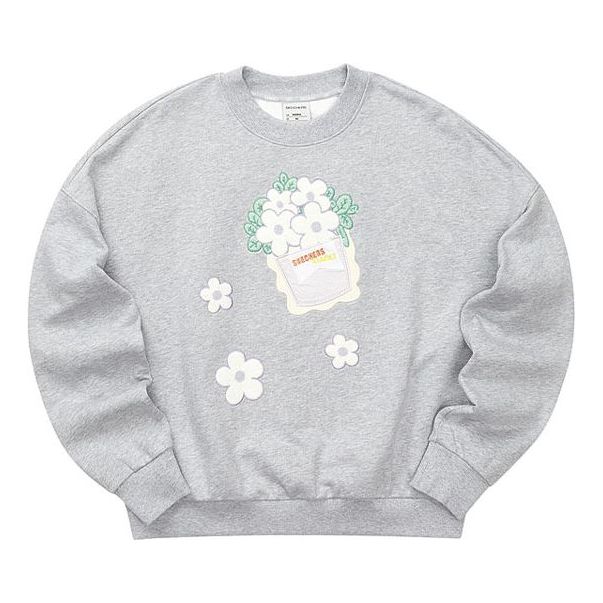 (WMNS) Skechers x XIAOLI Graphic Crew Sweater 'Grey White' L122W051