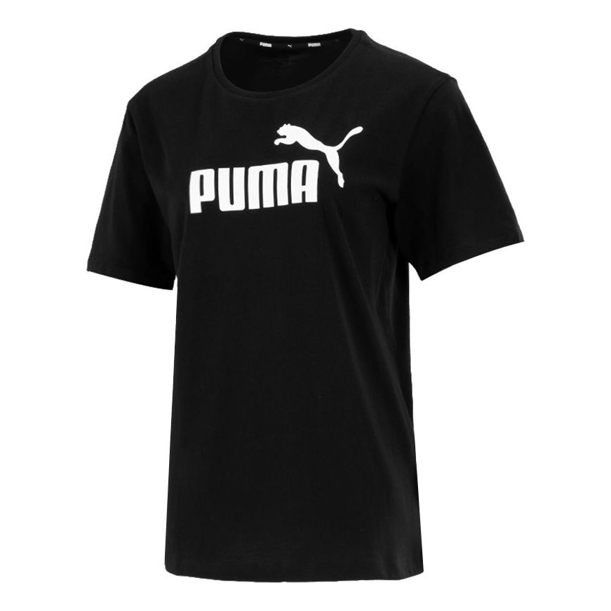 (WMNS) PUMA Logo Printing Round-neck Tee Black 848318-01