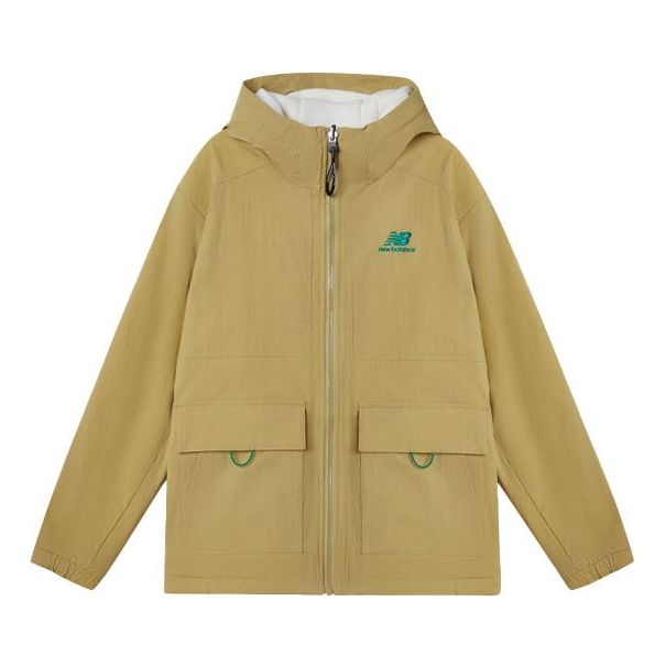 New Balance Men's New Balance Logo Embroidered Reversible Hooded Jacket Brown AMJ11305-BEI