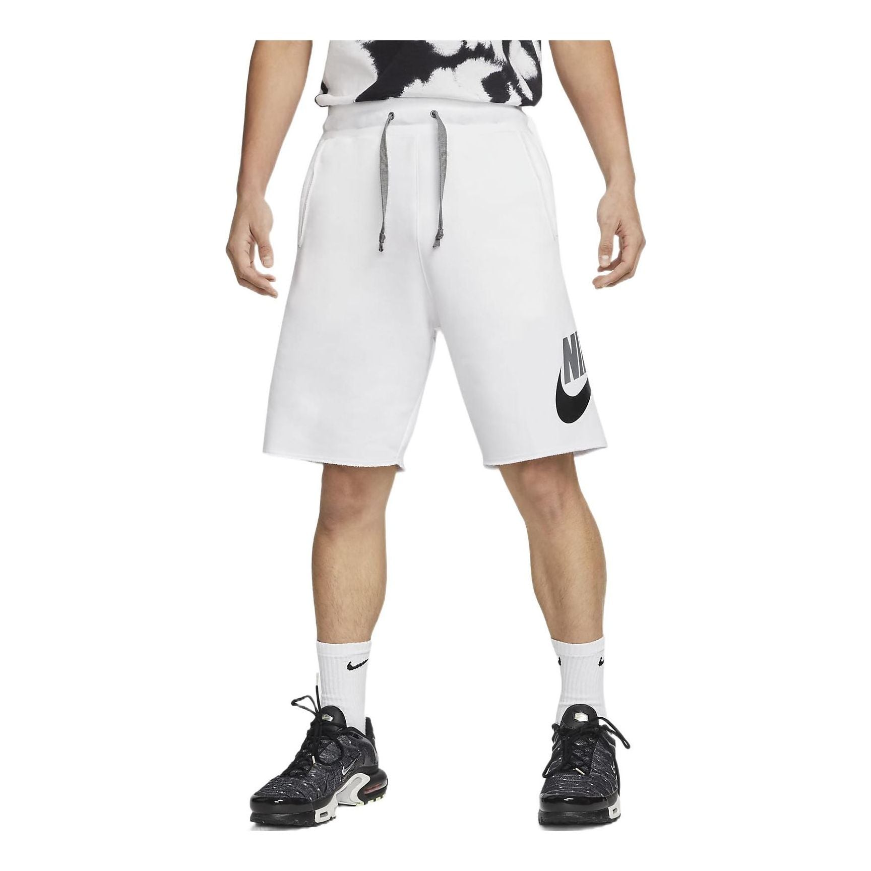 Men's Nike Casual Logo Printing White Straight Shorts DM6818-100