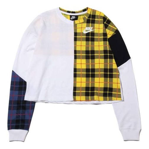 (WMNS) Nike AS W Nike Sportswear Top LS PLAID White BV4675-100