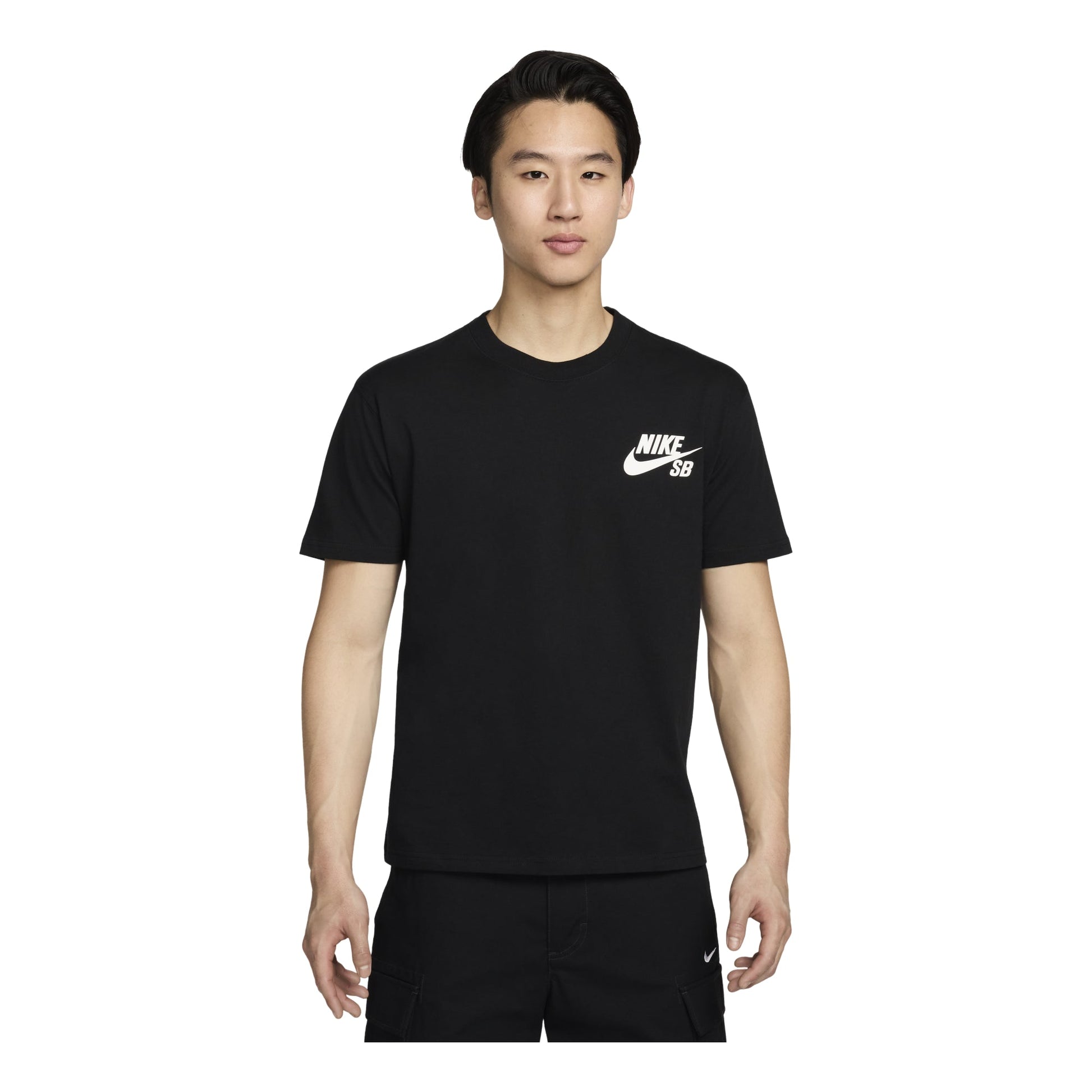 Men's Nike SB Logo Printing Sports Skateboard Short Sleeve Black T-Shirt DC7818-010