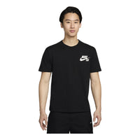 Men's Nike SB Logo Printing Sports Skateboard Short Sleeve Black T-Shirt DC7818-010