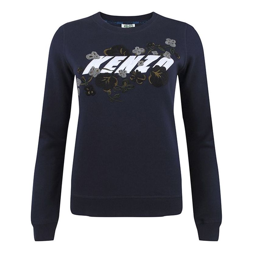 (WMNS) KENZO Cotton Pullover Long Sleeves Hoodie Blue F762SW880952-77