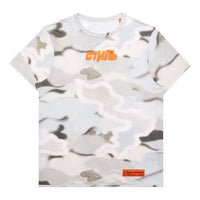 Men's HERON PRESTON Camouflage Printing Short Sleeve Gray White HMAA011S209140088819