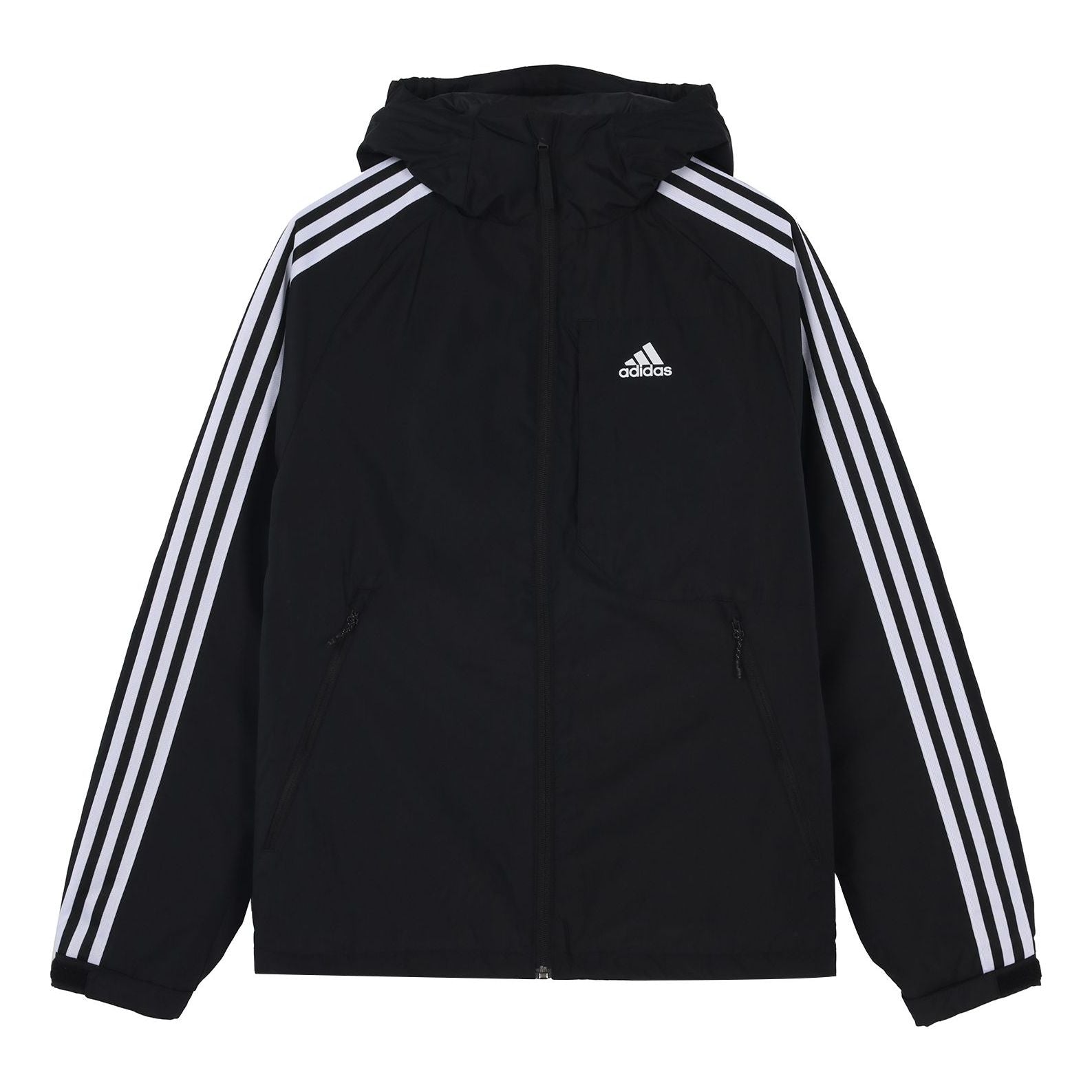adidas 3st Down Jkt Logo Printing Side Stripe Sports Stay Warm hooded down Jacket Black H23080