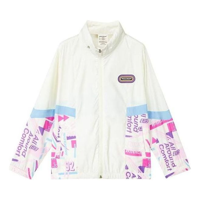 (GS) Skechers Letter Print Zip Jacket 'Pruple White' P322G001
