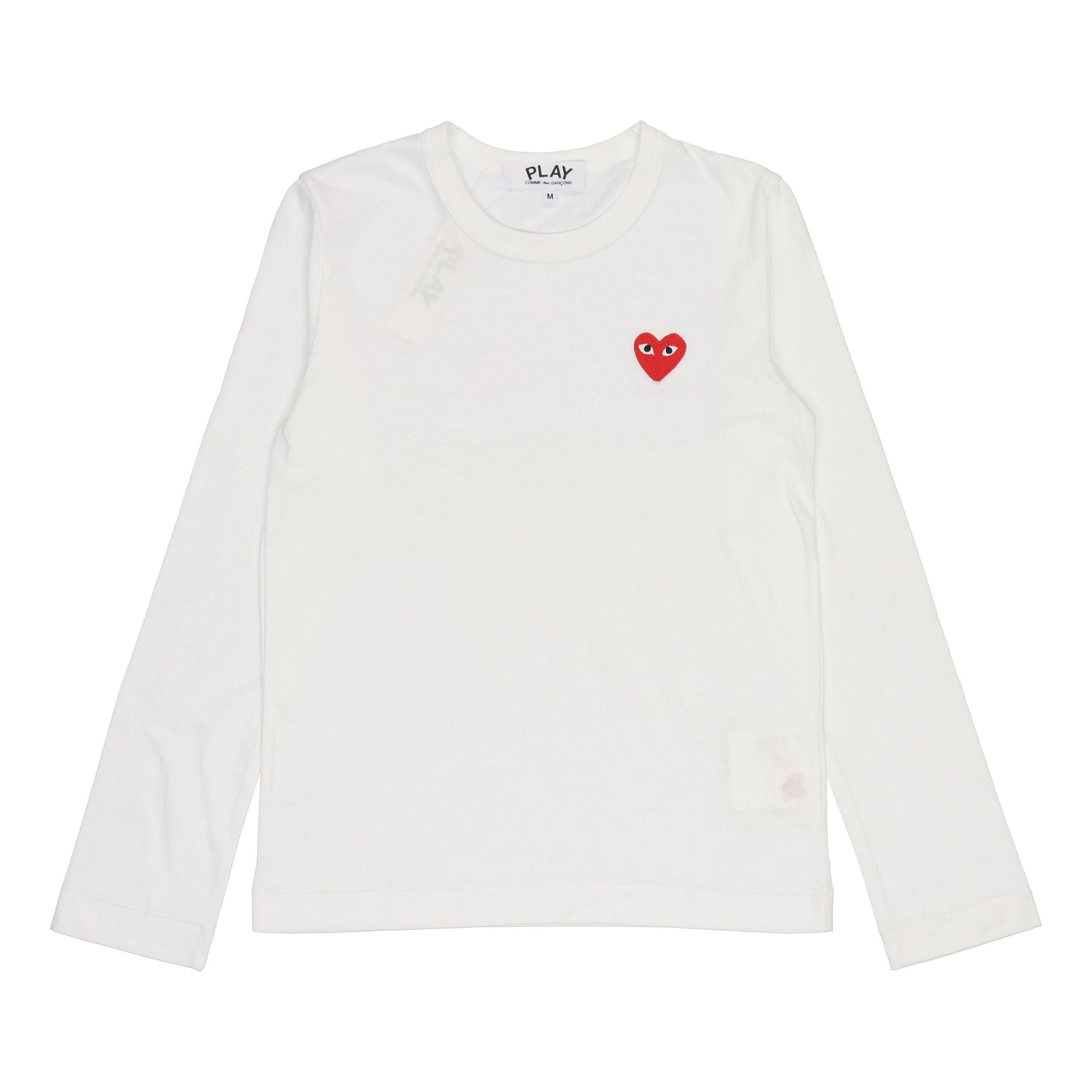 (WMNS) COMME des GARCONS PLAY Small Logo Long Sleeves Tee 'White Red' AZ-T117-051-2