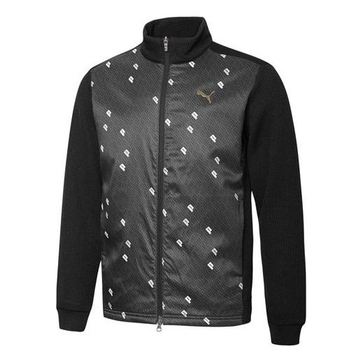 PUMA Combination Casual Logo Stand Collar Zipper Jacket Black 930315-01