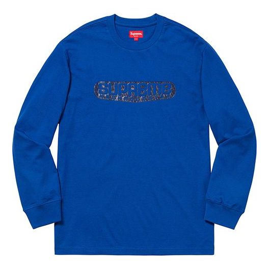 Supreme SS19 Tech L/S Tee Royal LOGO Long Sleeves Pullover Unisex Royal Blue T-Shirt SUP-SS19-157