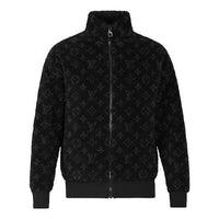 LOUIS VUITTON LV Jacquard Suede Zipper Jacket For Men Black 1A5VF---