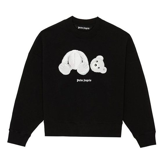 Men's PALM ANGELS Bear Pattern Printing Pullover Black PMBA026E20FLE0021001