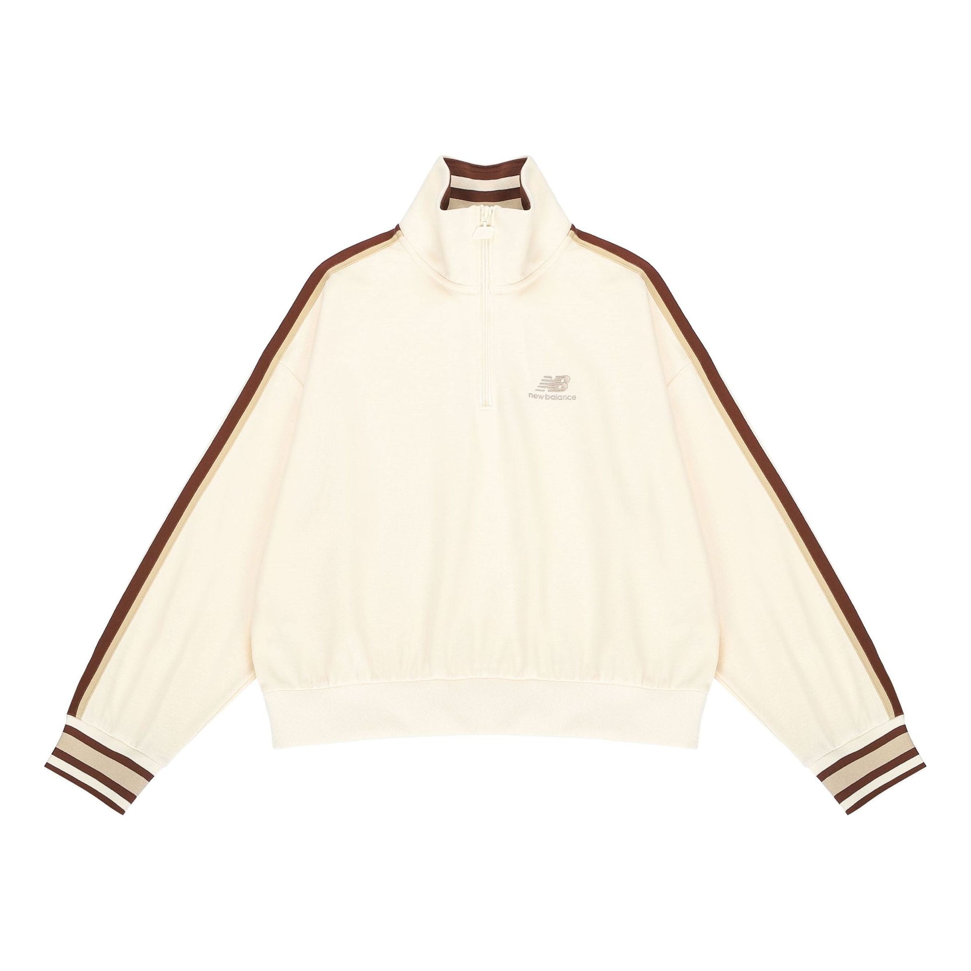 (WMNS) New Balance Half Zip Sweatshirt Asia Sizing 'Cream White Red' AWT23561-MCU
