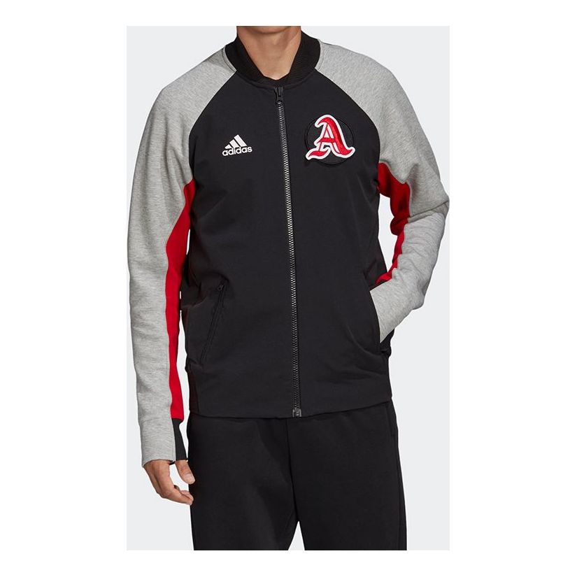 adidas Colorblock Sports baseball uniform aviator Jacket Black Red Gray FL3593