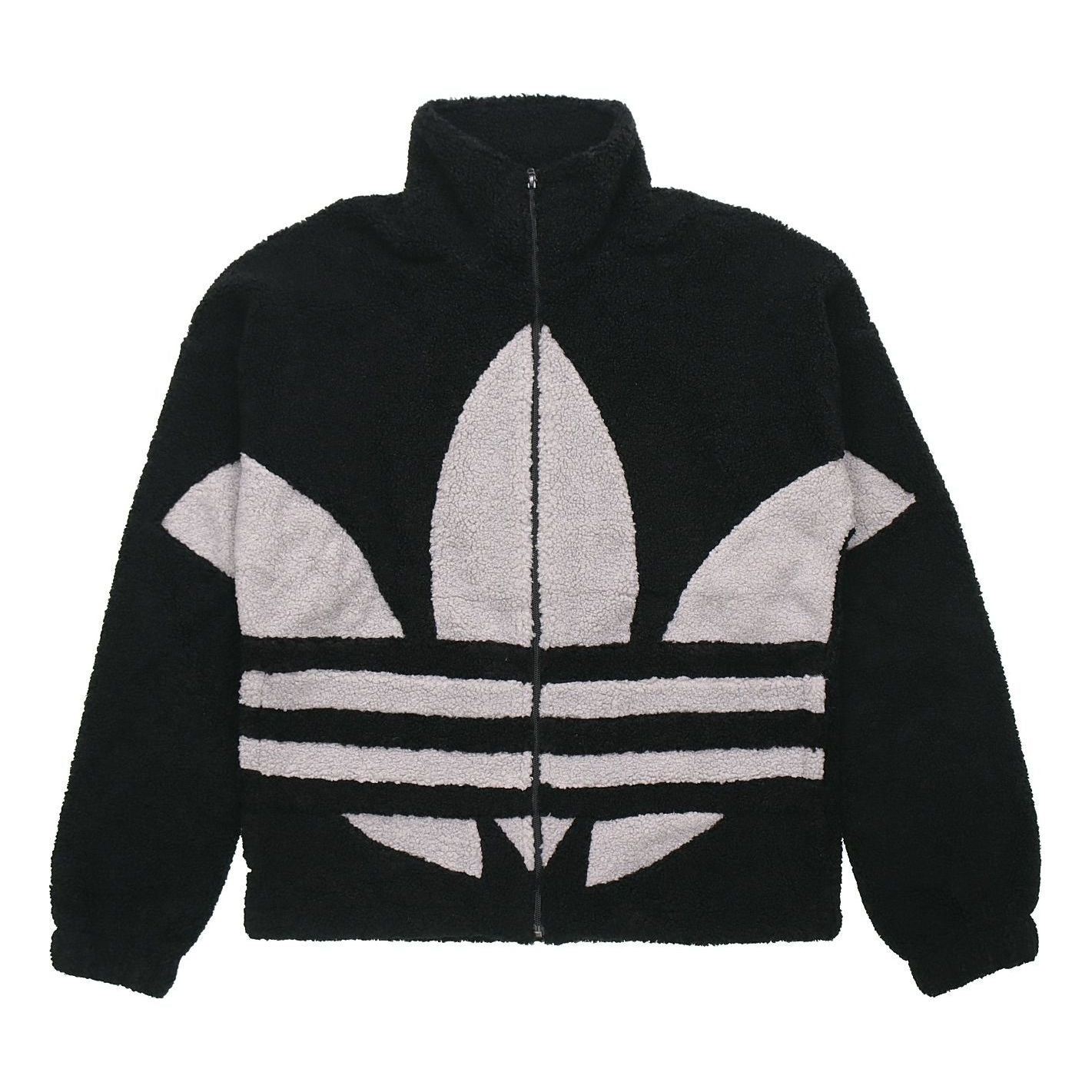 adidas originals Contrasting Colors Large logo Pattern lamb's wool Jacket Black GC8695