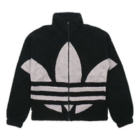 adidas originals Contrasting Colors Large logo Pattern lamb's wool Jacket Black GC8695