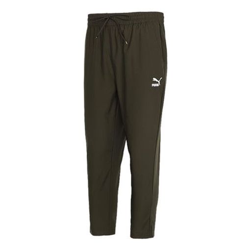 PUMA Classics Silm Tepered Pants 'OliveGreen White' 531425-70