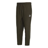 PUMA Classics Silm Tepered Pants 'OliveGreen White' 531425-70