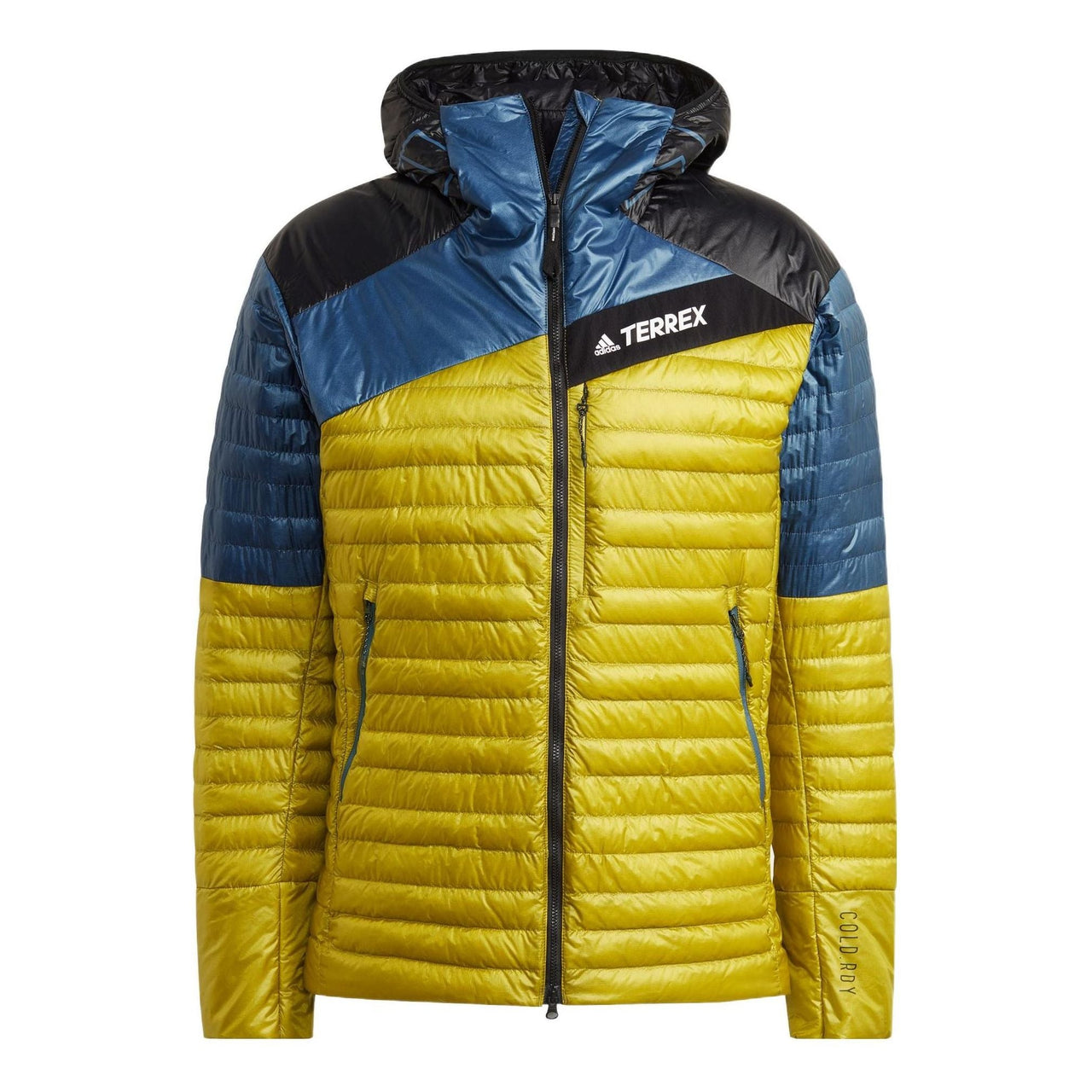 Men's adidas Terrex Tr Colorblock Design Brand Logo Printing Zipper Hooded Down Jacket Colorblock HF8847