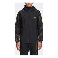 adidas originals 3l. Track Top Pattern Zipper Hooded Jacket Black EI4456