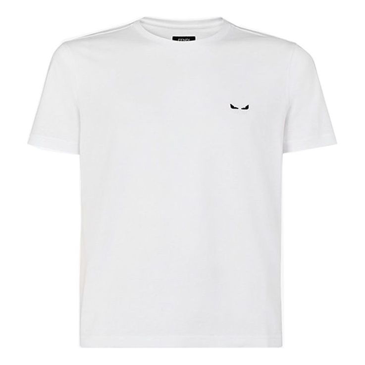 Men's FENDI Embroidered Cotton Short Sleeve White FY0894A875F0QA0