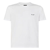 Men's FENDI Embroidered Cotton Short Sleeve White FY0894A875F0QA0