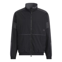 adidas Contrast Color Stitching Long Sleeves Sports Jacket Black HD0077