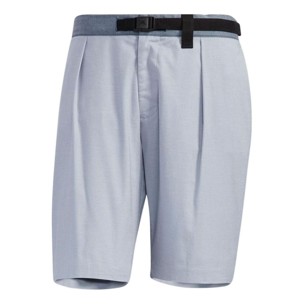 Men's adidas Solid Color Lacing Straight Casual Shorts Silver GM0814