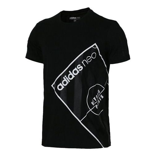 adidas neo Basketball Printing Round Neck Pullover Short Sleeve Black DM2179