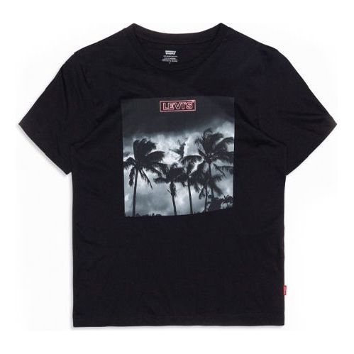 Men's Levis HAILEY AND JADEN Series Casual Round Neck Printing Short Sleeve Black 22491-0644