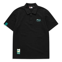 Men's FILA FUSION Logo Casual Sports Short Sleeve Polo Shirt Black T11M123101F-BK
