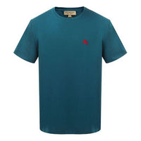 Men's Burberry Embroidered Logo Round Neck Casual Short Sleeve Blue 40146411