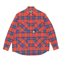 Gucci x Disney Embroidered Mickey Patch Checked Cotton Zip Shirt For Men Red 602688-ZADJX-6431
