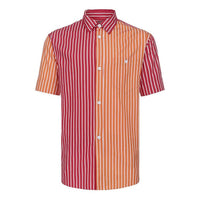Men's KENZO Stripe Short Sleeve Shirt Red Orange White F955CH5261GJ-21