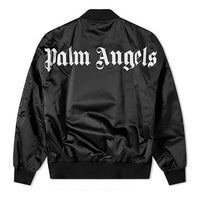 Men's PALM ANGELS Alphabet Contrasting Colors Zipper Casual Jacket Black PMEH002E20FAB0011001