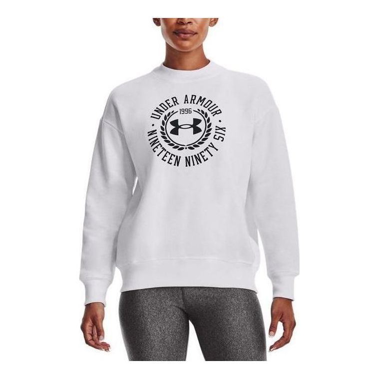 (WMNS) Under Armour Rival Crest Graphic Fleece Crew Sweatshirt 'White' 1373029-100