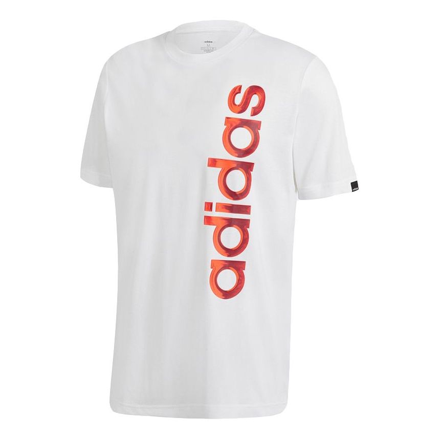 adidas Colorblock Logo Printing Sports Round Neck Short Sleeve White GD5912