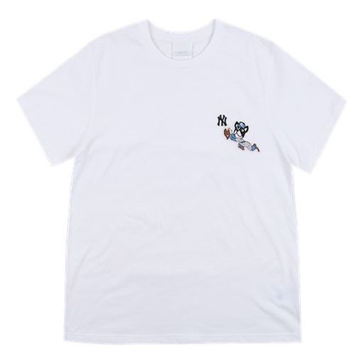 MLB Unisex New York Yankees Cartoon Series Embroidery Tee White 31TSTN931-50W